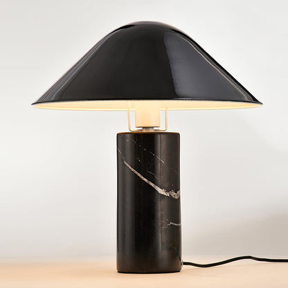 Marble Table Lamp | Black & White Marble Base | 38cm Diameter