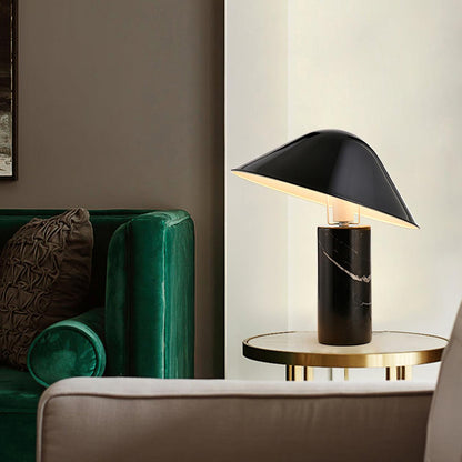 Marble Table Lamp | Black & White Marble Base | 38cm Diameter