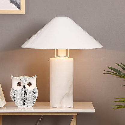 Marble Table Lamp | Black & White Marble Base | 38cm Diameter