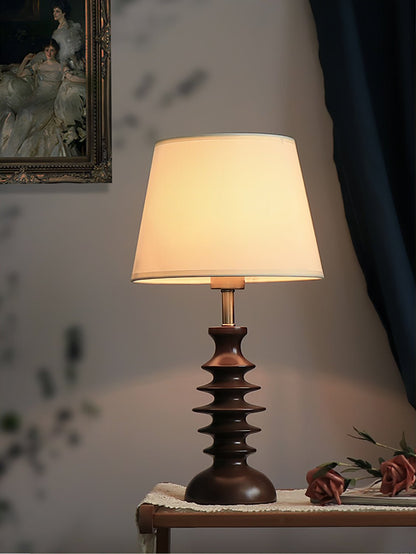 Adesso Beatrice Table Lamp | Fabric Linen & Black Walnut | White Shade