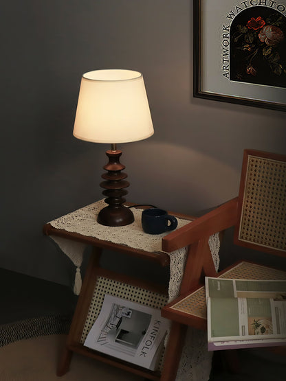Adesso Beatrice Table Lamp | Fabric Linen & Black Walnut | White Shade