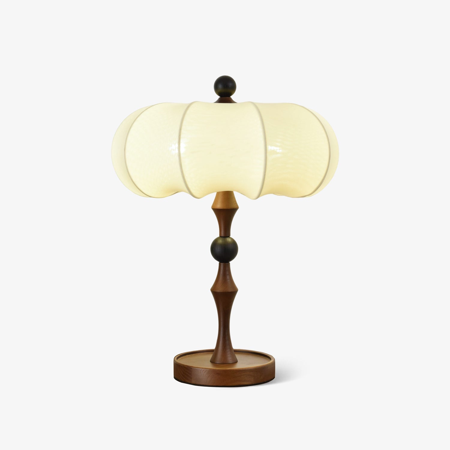 Adesso Orchard Table Lamp | Wood, Fabric, Metal | Black, Walnut Color, White