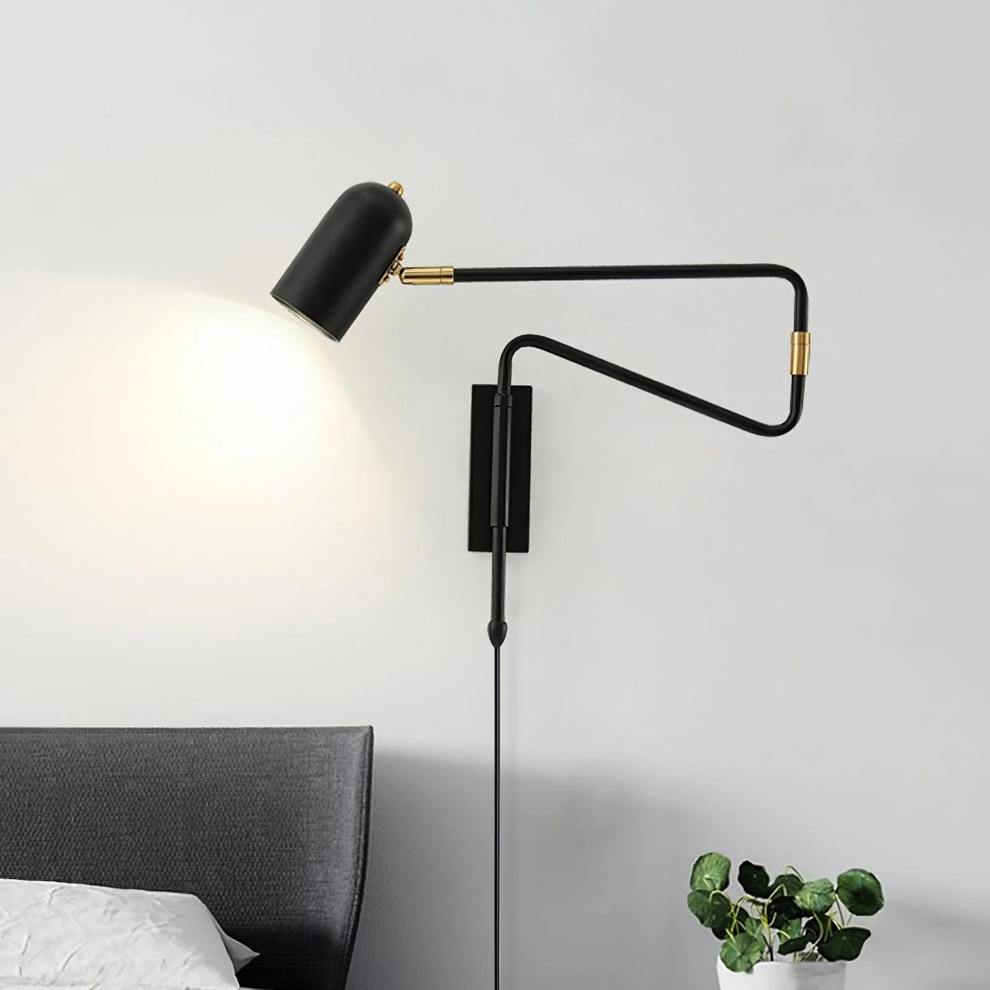 Adjustable Arm Wall Lamp | Metal | Black and Gold