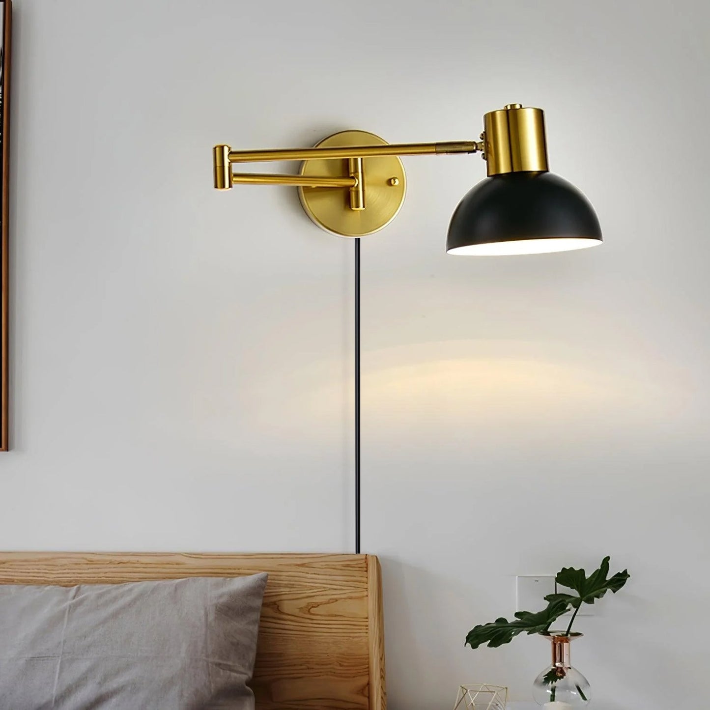 Adjustable Arm Wall Lamp | Metal | Black and Gold