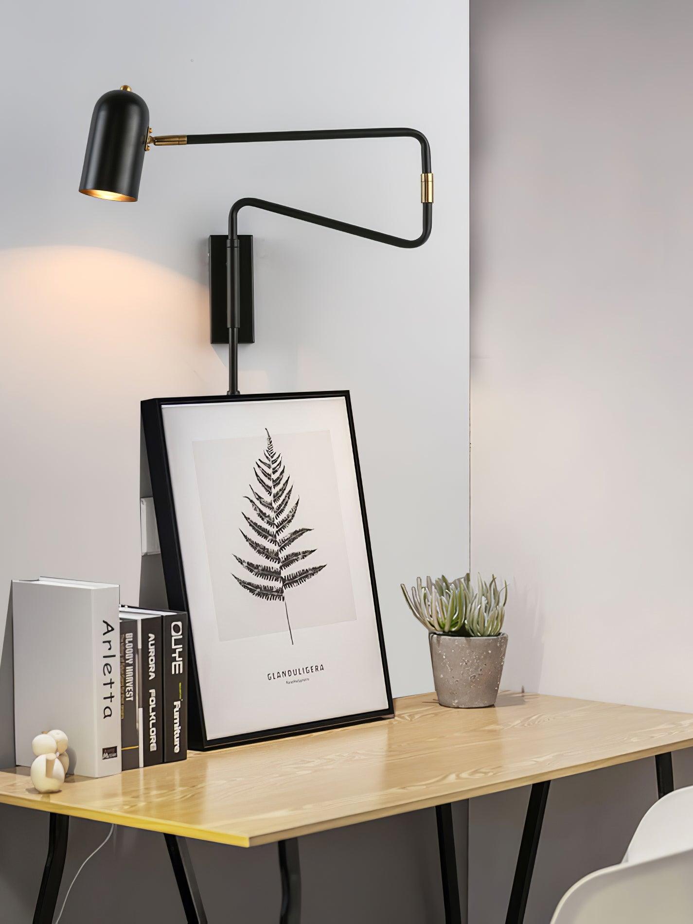 Adjustable Arm Wall Lamp | Metal | Black and Gold