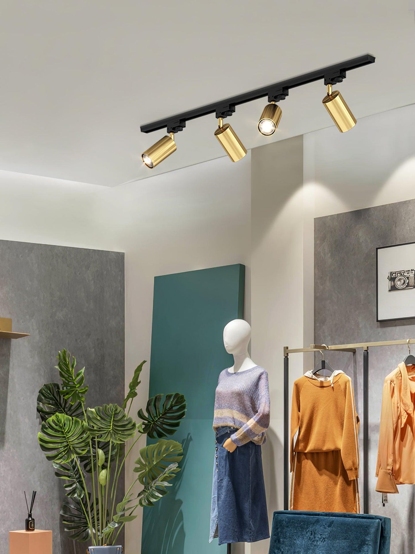Ceiling Spotlight Track Light | Adjustable Metal | 3/4/5 Lamps, Black/White/Gold