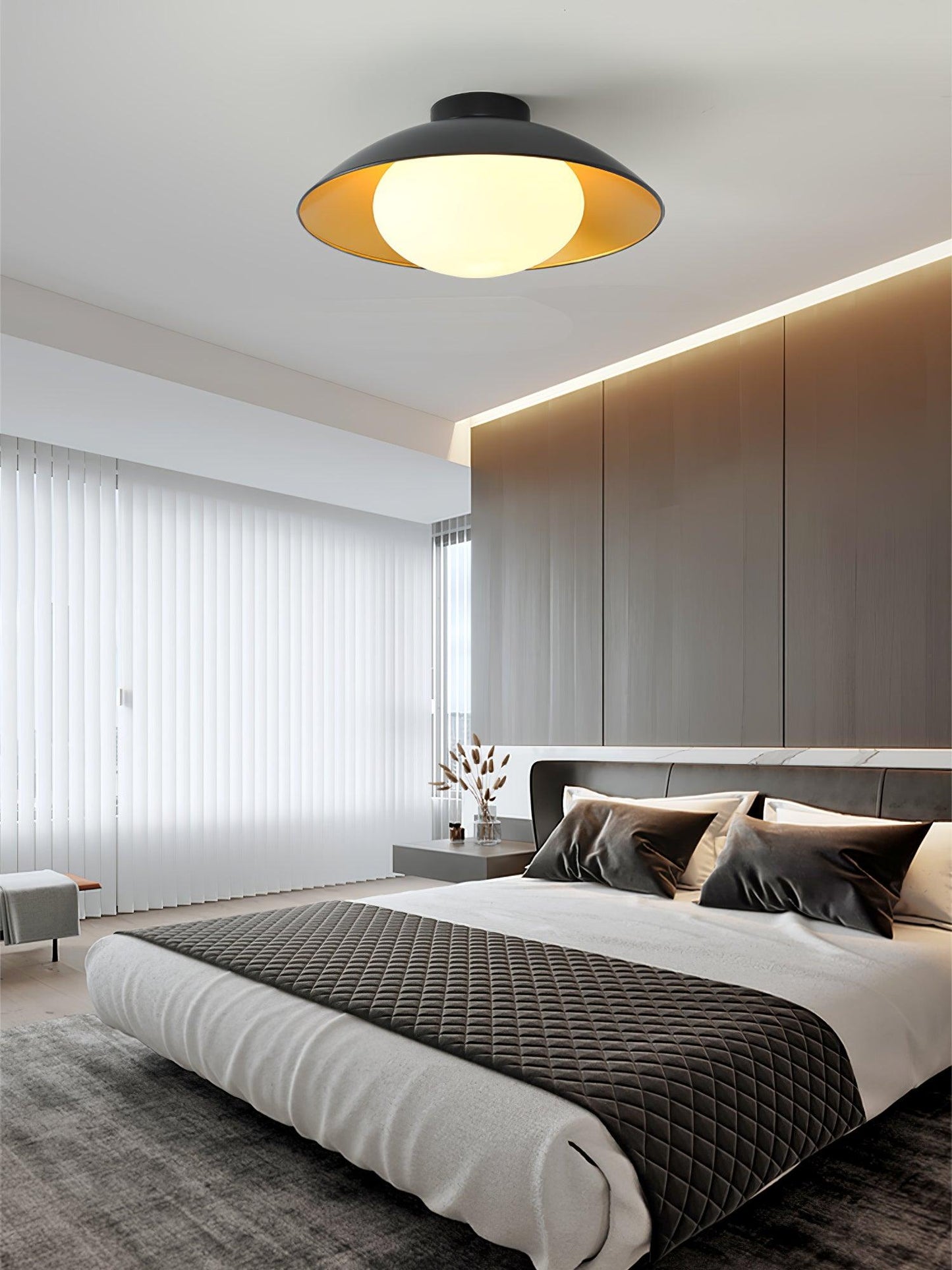 Adrienne Ceiling Lamp | Metal & Glass | Black & Gold