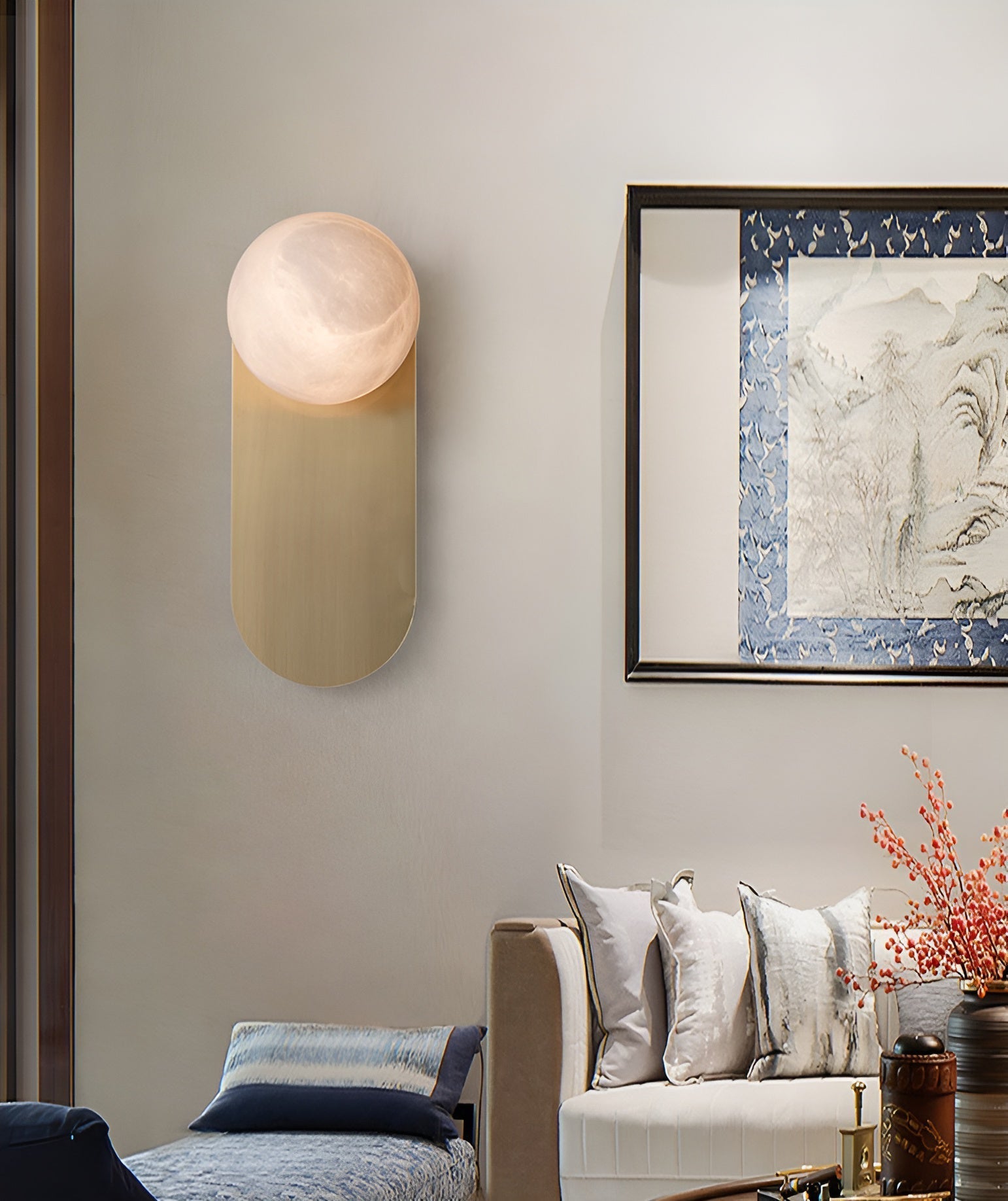 Adrion Alabaster Wall Light | Metal & Alabaster | Copper Finish