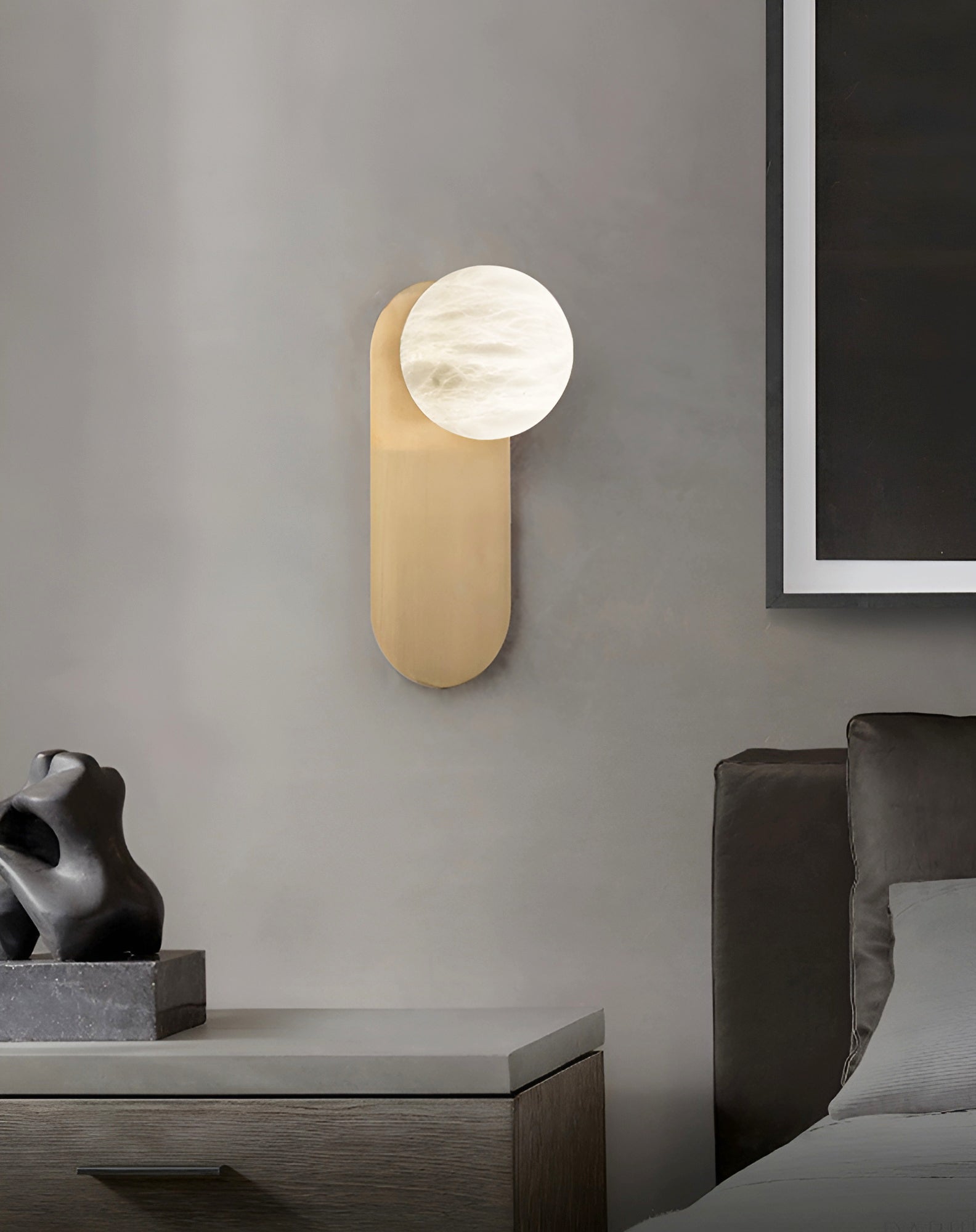 Adrion Alabaster Wall Light | Metal & Alabaster | Copper Finish