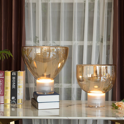 Aella Table Lamp | Glass & Metal | Cognac & Smoke Grey