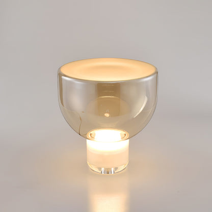 Aella Table Lamp | Glass & Metal | Cognac & Smoke Grey