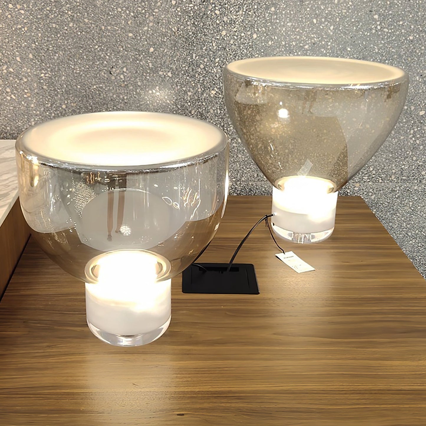 Aella Table Lamp | Glass & Metal | Cognac & Smoke Grey