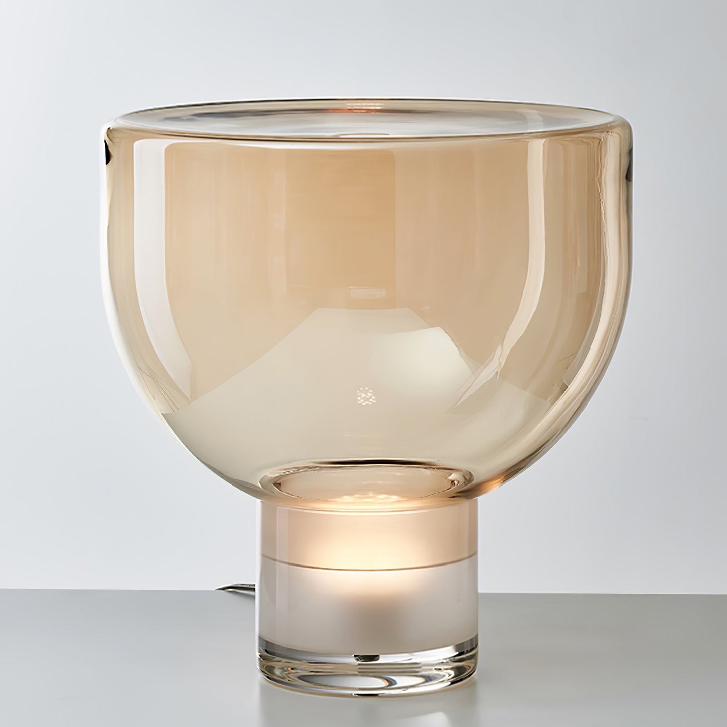 Aella Table Lamp | Glass & Metal | Cognac & Smoke Grey