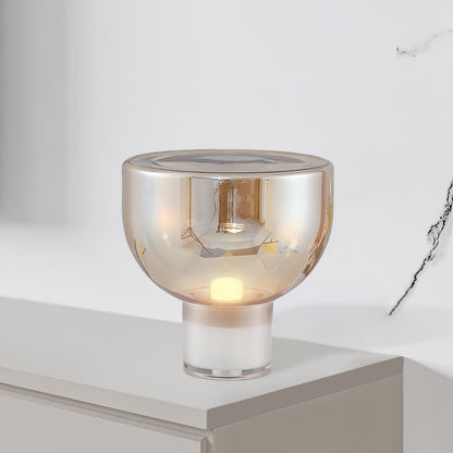 Aella Table Lamp | Glass & Metal | Cognac & Smoke Grey