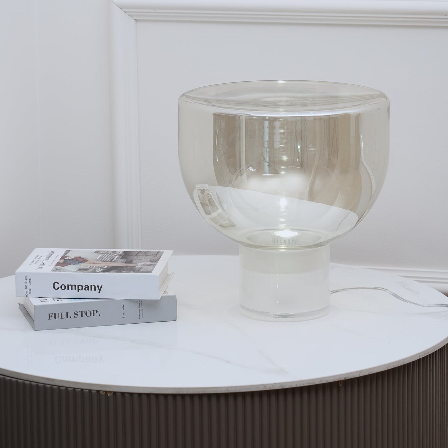 Aella Table Lamp | Glass & Metal | Cognac & Smoke Grey