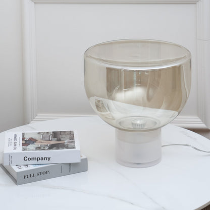 Aella Table Lamp | Glass & Metal | Cognac & Smoke Grey