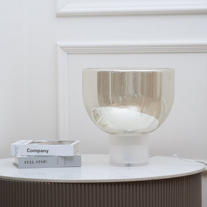 Aella Table Lamp | Glass & Metal | Cognac & Smoke Grey