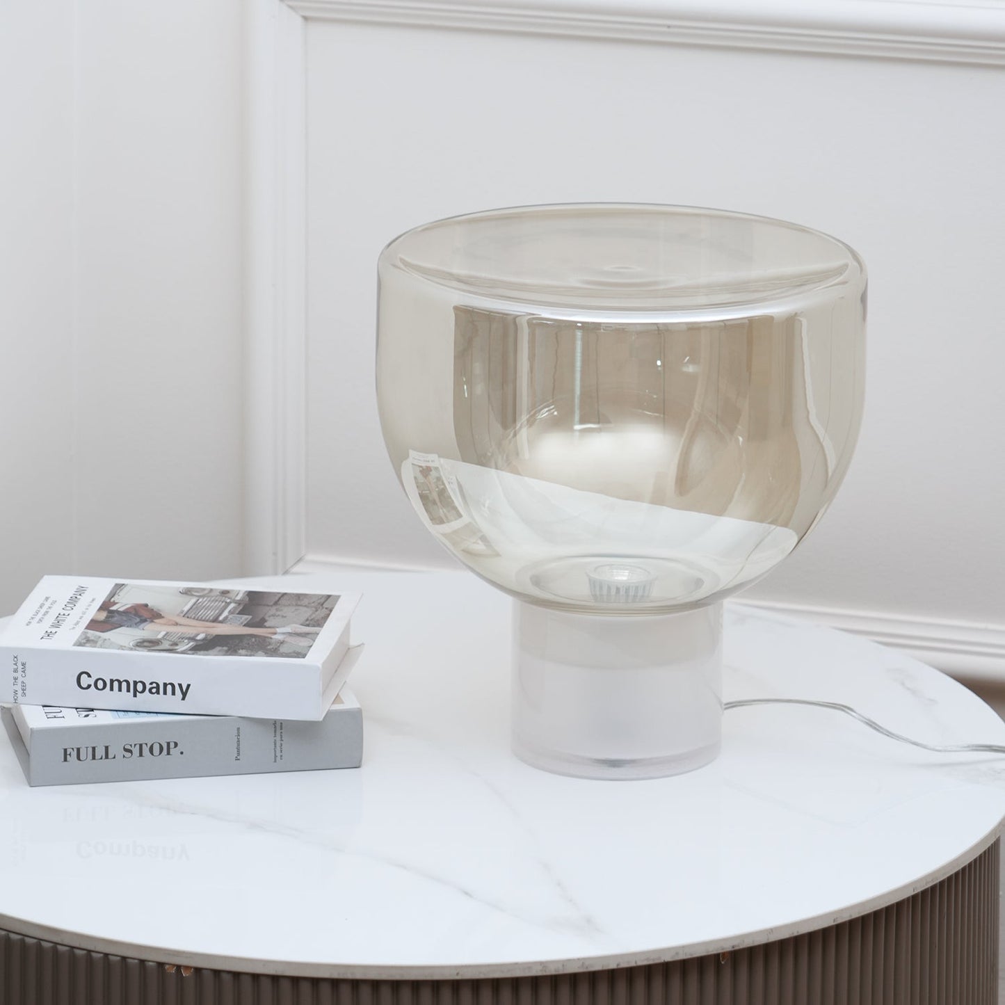 Aella Table Lamp | Glass & Metal | Cognac & Smoke Grey