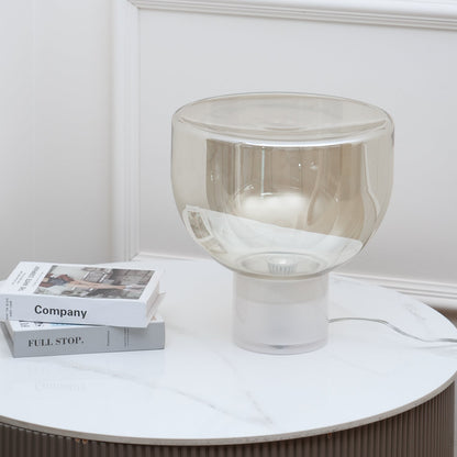 Aella Table Lamp | Glass & Metal | Cognac & Smoke Grey