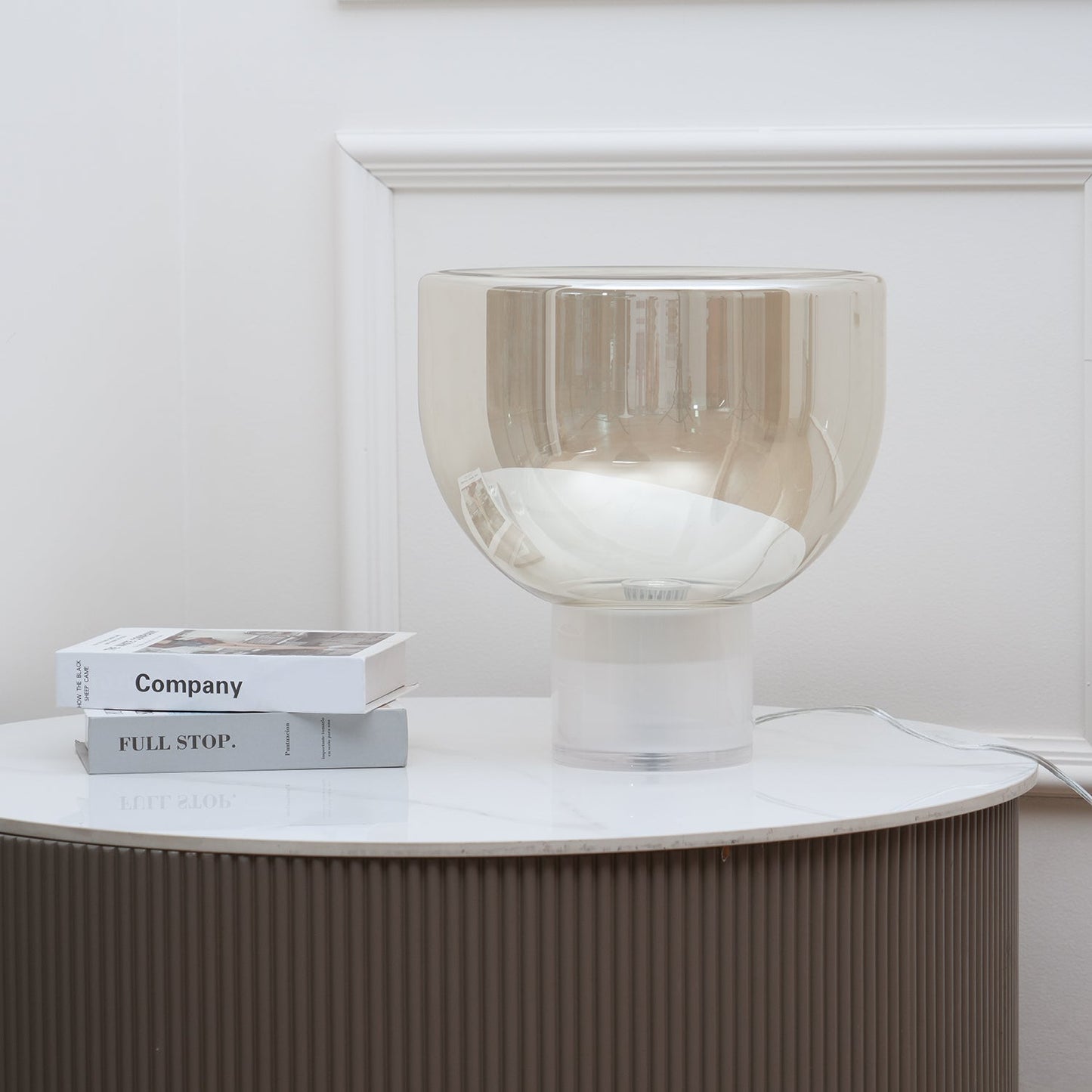 Aella Table Lamp | Glass & Metal | Cognac & Smoke Grey