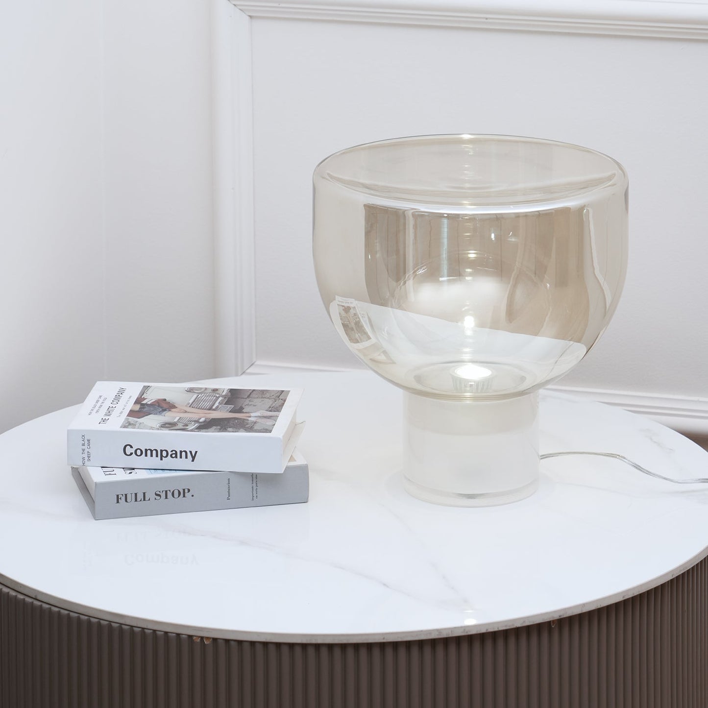 Aella Table Lamp | Glass & Metal | Cognac & Smoke Grey