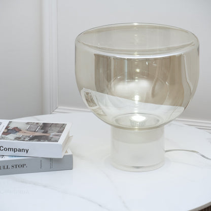Aella Table Lamp | Glass & Metal | Cognac & Smoke Grey