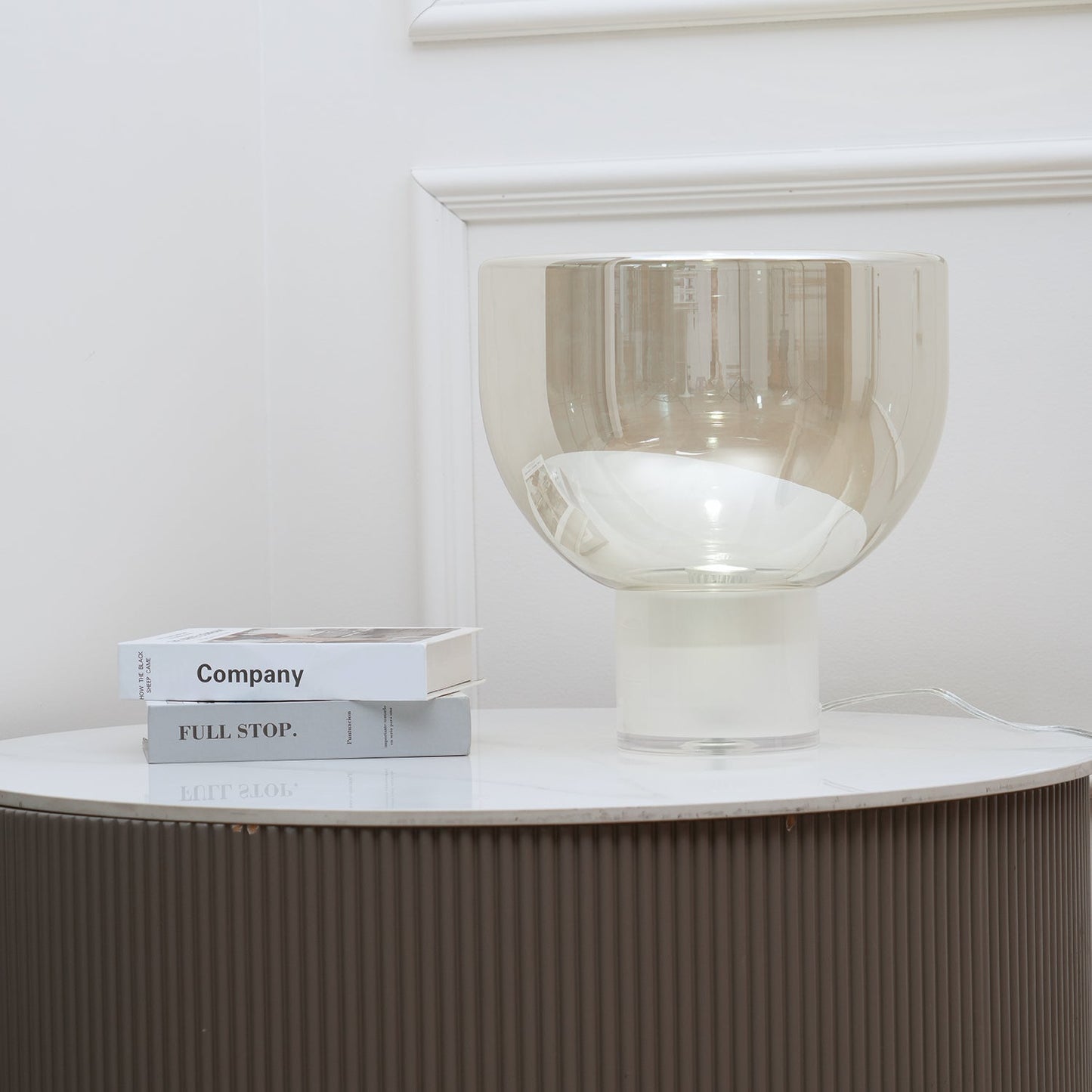 Aella Table Lamp | Glass & Metal | Cognac & Smoke Grey
