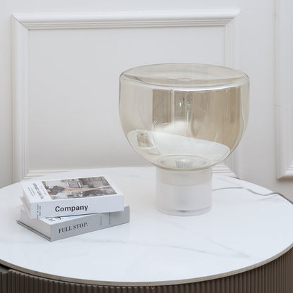 Aella Table Lamp | Glass & Metal | Cognac & Smoke Grey