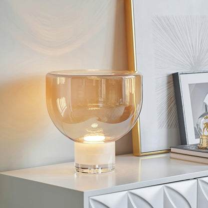 Aella Table Lamp | Glass & Metal | Cognac & Smoke Grey