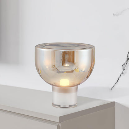 Aella Table Lamp | Glass & Metal | Cognac & Smoke Grey