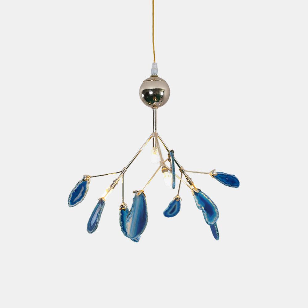 Agate Flake Chandelier | Natural Agate & Metal | Gold Finish