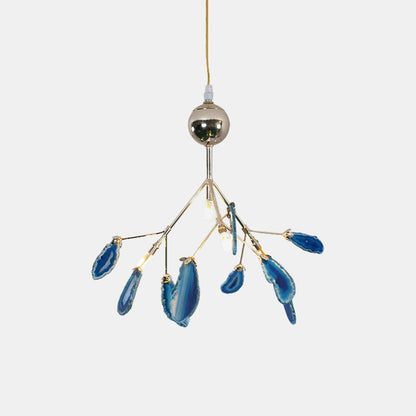 Agate Flake Chandelier | Natural Agate & Metal | Gold Finish