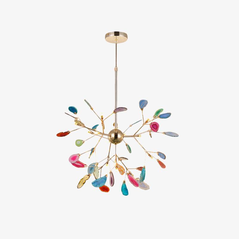 Agate Flake Chandelier | Natural Agate & Metal | Gold Finish