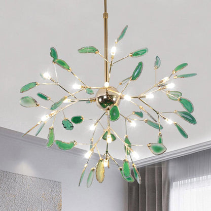 Agate Flake Chandelier | Natural Agate & Metal | Gold Finish