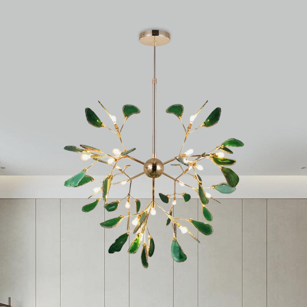 Agate Flake Chandelier | Natural Agate & Metal | Gold Finish