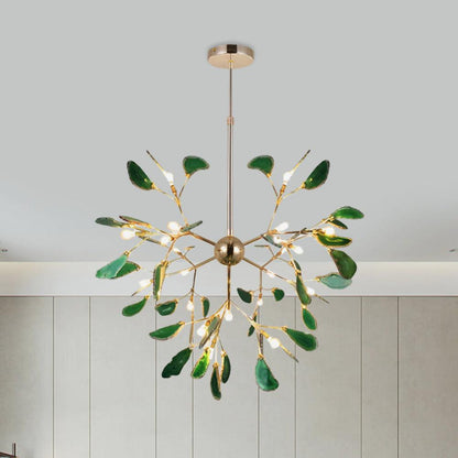 Agate Flake Chandelier | Natural Agate & Metal | Gold Finish