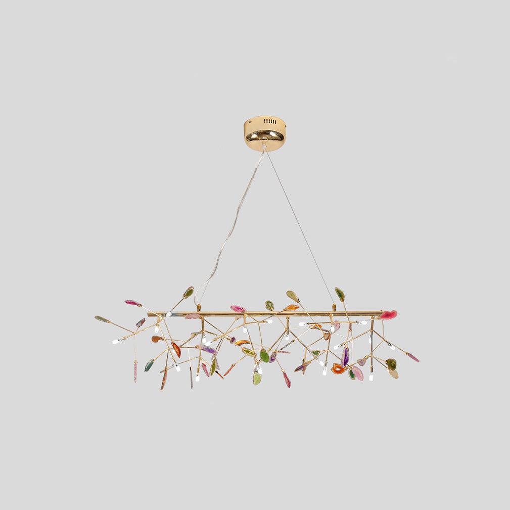 Agate Flake Chandelier | Natural Agate & Metal | Gold Finish