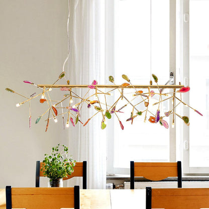 Agate Flake Chandelier | Natural Agate & Metal | Gold Finish