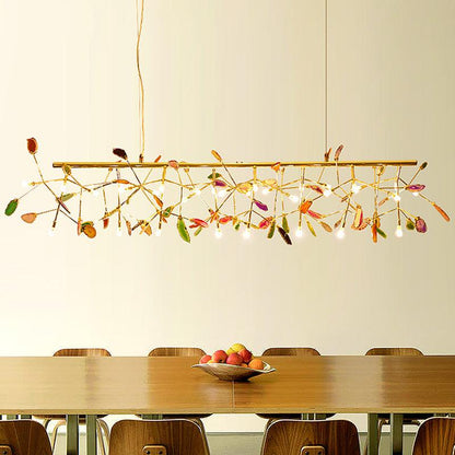 Agate Flake Chandelier | Natural Agate & Metal | Gold Finish