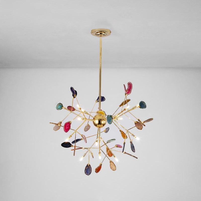 Agate Flake Chandelier | Natural Agate & Metal | Gold Finish