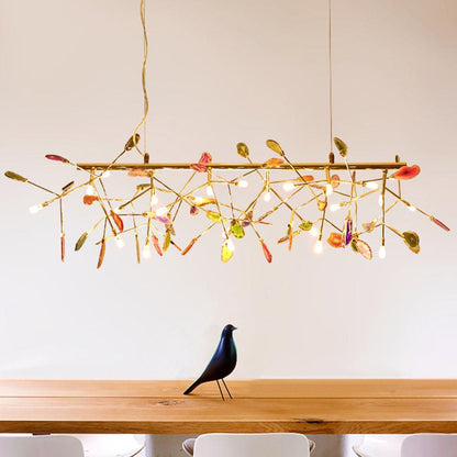 Agate Flake Chandelier | Natural Agate & Metal | Gold Finish