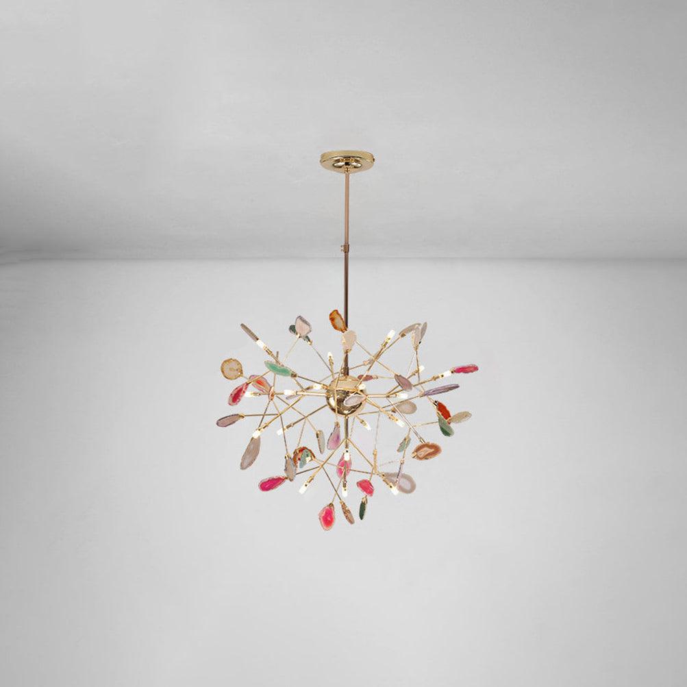 Agate Flake Chandelier | Natural Agate & Metal | Gold Finish