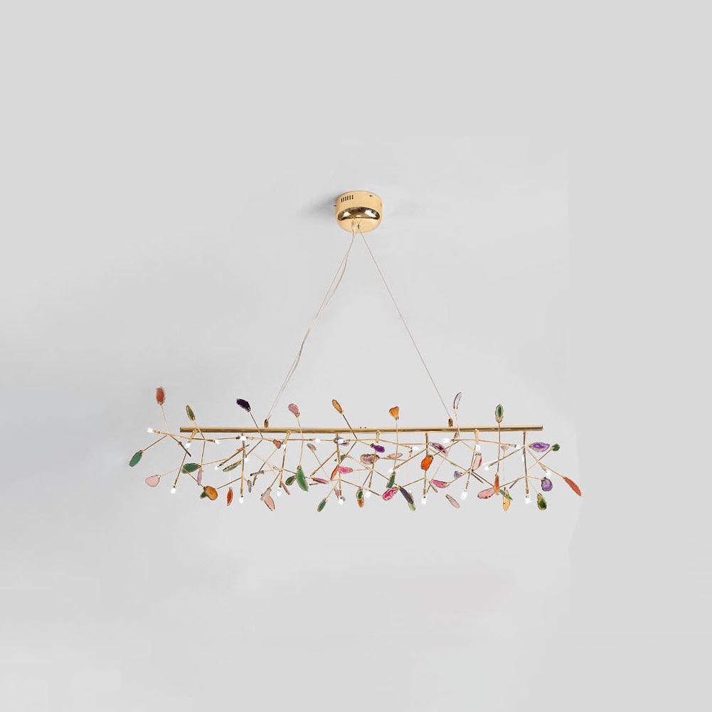 Agate Flake Chandelier | Natural Agate & Metal | Gold Finish