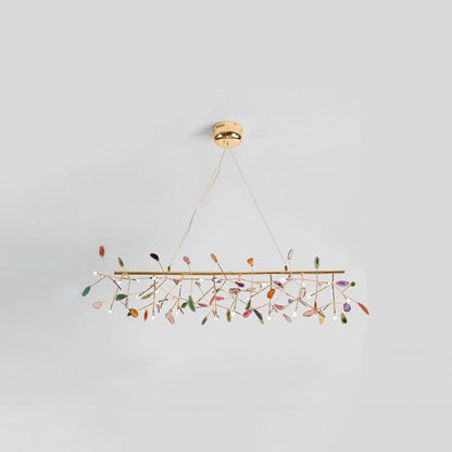 Agate Flake Chandelier | Natural Agate & Metal | Gold Finish