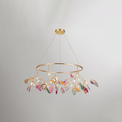 Agate Flake Chandelier | Natural Agate & Metal | Gold Finish