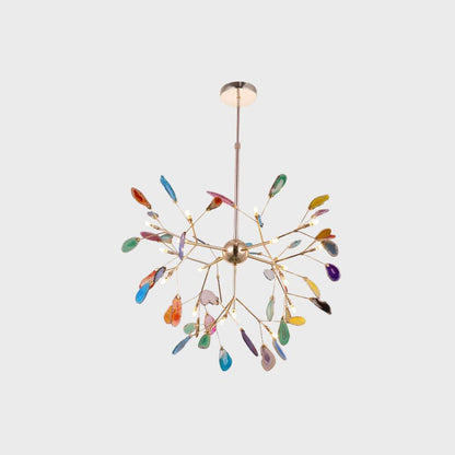 Agate Flake Chandelier | Natural Agate & Metal | Gold Finish