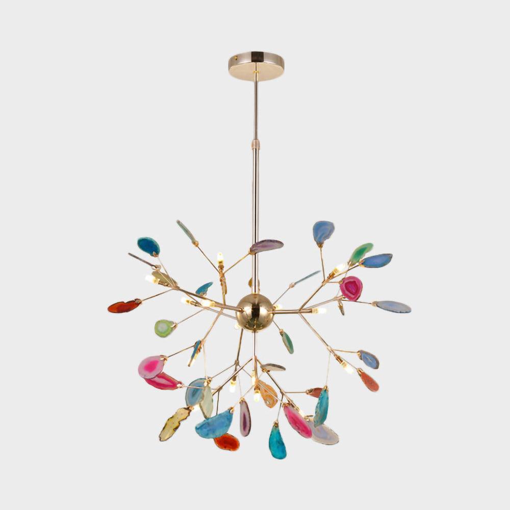 Agate Flake Chandelier | Natural Agate & Metal | Gold Finish