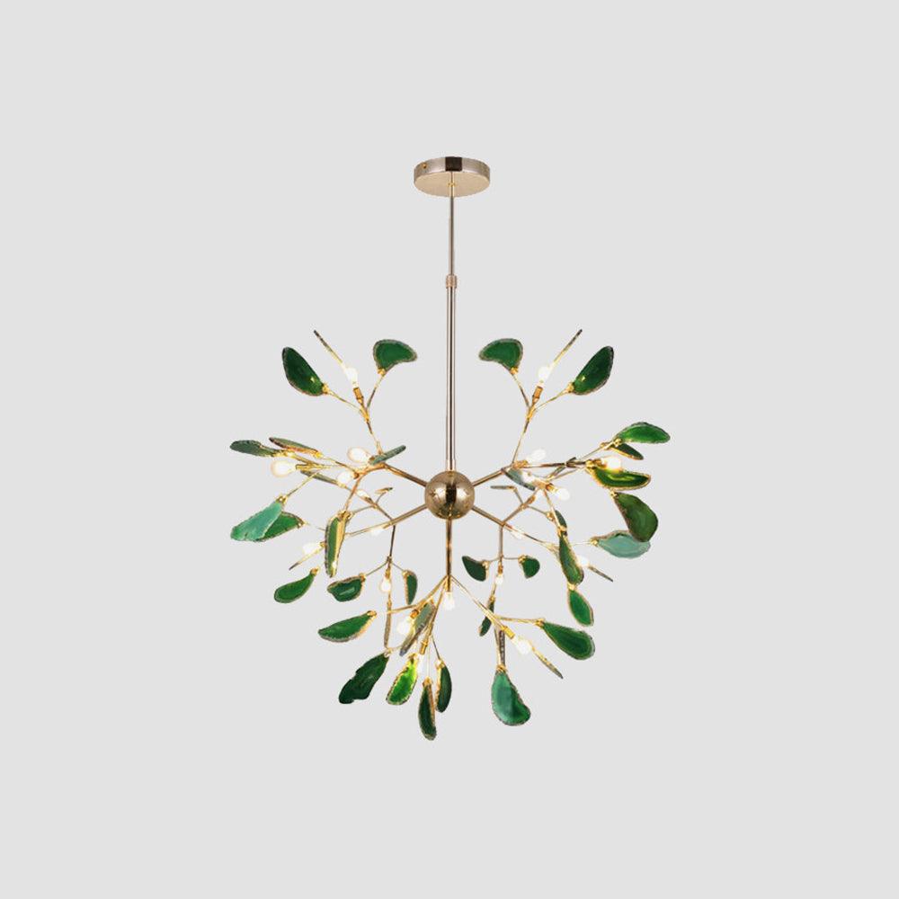 Agate Flake Chandelier | Natural Agate & Metal | Gold Finish