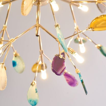 Agate Flake Chandelier | Natural Agate & Metal | Gold Finish