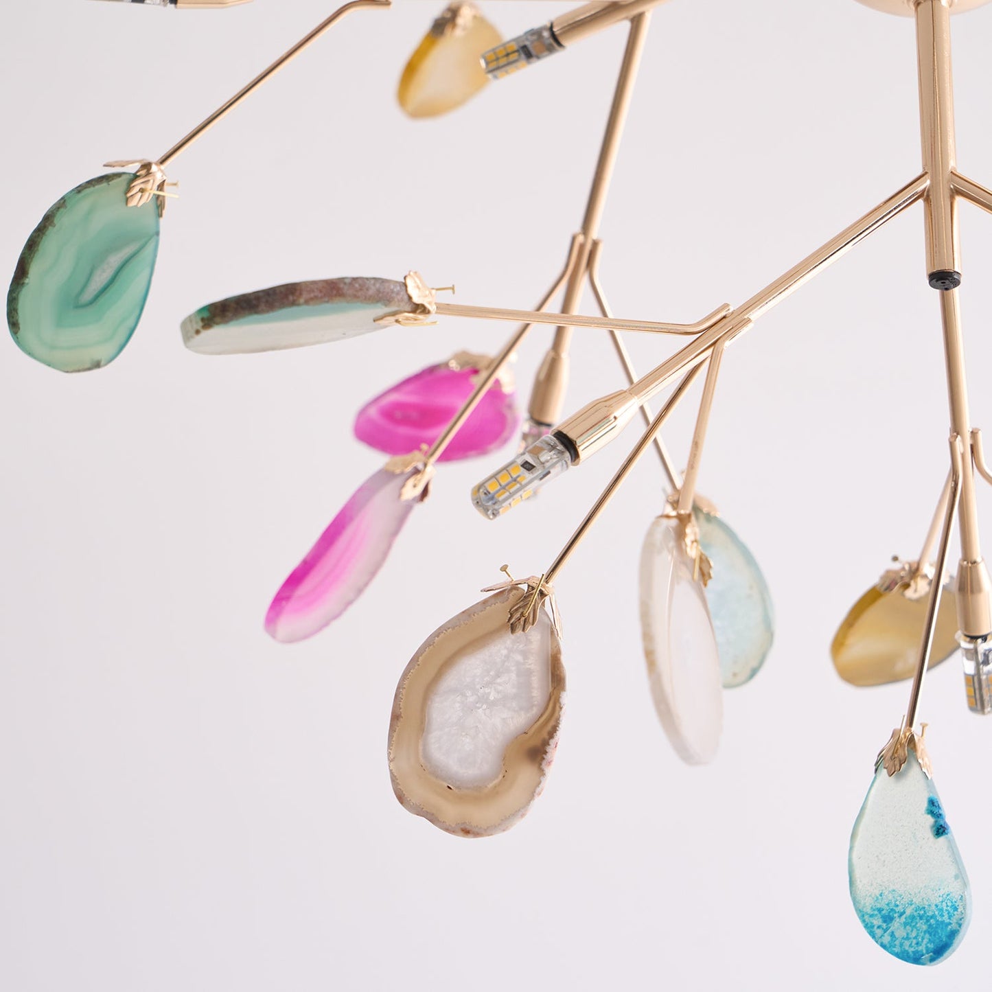 Agate Flake Chandelier | Natural Agate & Metal | Gold Finish